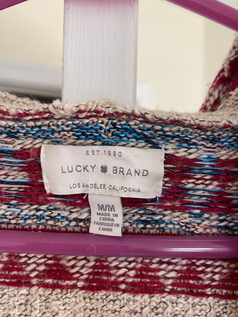Lucky Brand Striped Knit cardigan- Red, Blue, Cream